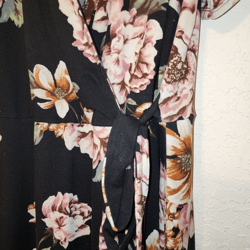 Fortune+Ivy Floral Hi-Low Midi Wrap Around Dress Short Sleeves Size 1X - Picture 7 of 8